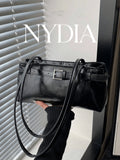 1PC Soft Long Tote Bag With Dual Long Handles, Knot Metal Closure Decoration, Badminton-Shaped Woven Strap Charm, Embossed Letter Logo, Gentle Girl Style Commuter Knot Handbag Design, Convertible Shou