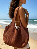 Women's Spring Beach Bag, Crochet Tote Bag, Large Capacity Fashion Shoulder Bag, Travel Essential, Suitable For Students And Working Women.