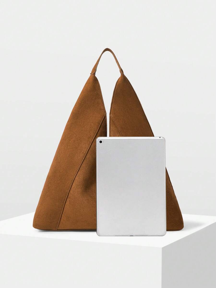MOTF WOMEN'S FASHION BROWN TOTE BAG, SOFT IMITATION SUEDE MATERIAL, EXQUISITE STRAP, SIMPLE LARGE-CAPACITY SHOULDER BAG, FOR DAILY, COMMUTING, SHOPPING