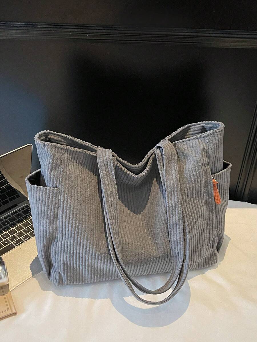 Corduroy Women's Shoulder Bag Tote Large Capacity Shopping Bag Student Bookbag Commuter Handbag