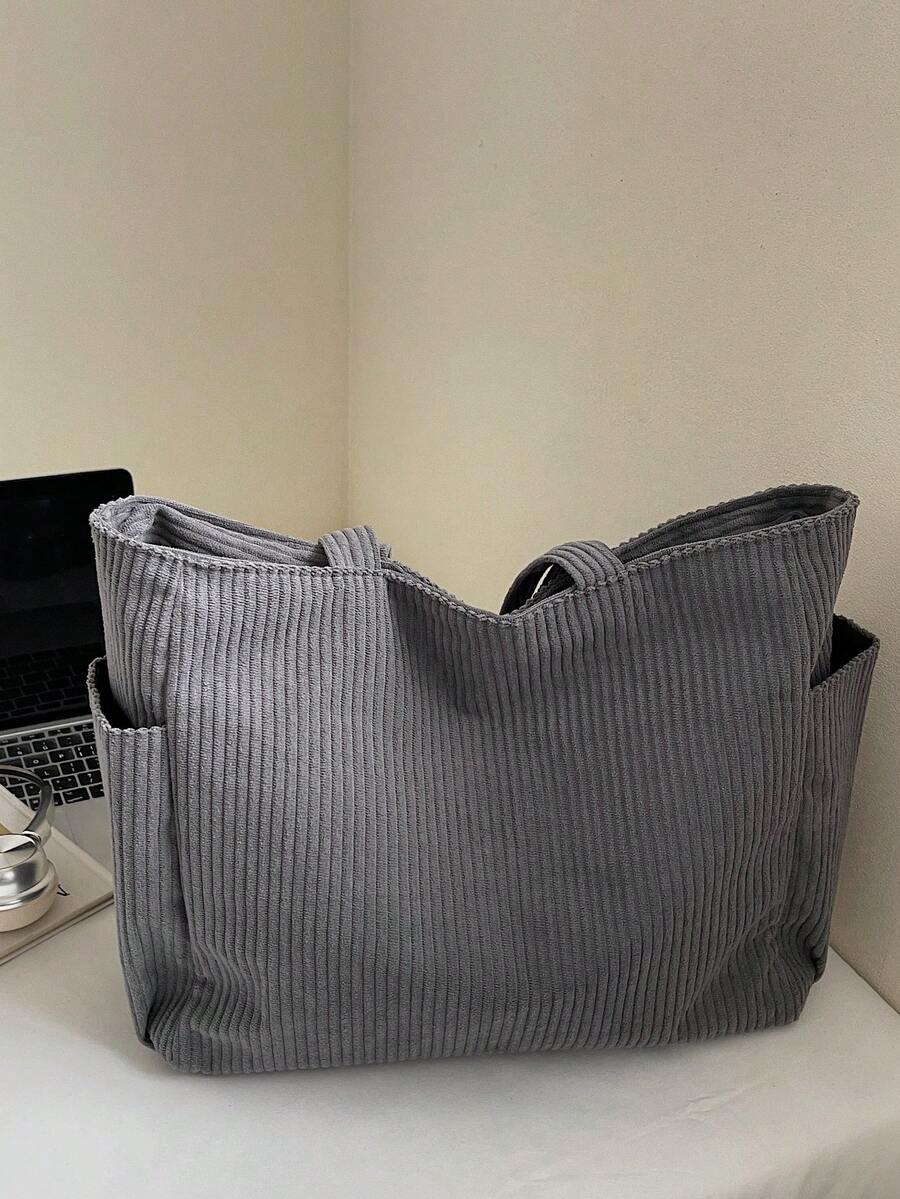 Corduroy Women's Shoulder Bag Tote Large Capacity Shopping Bag Student Bookbag Commuter Handbag