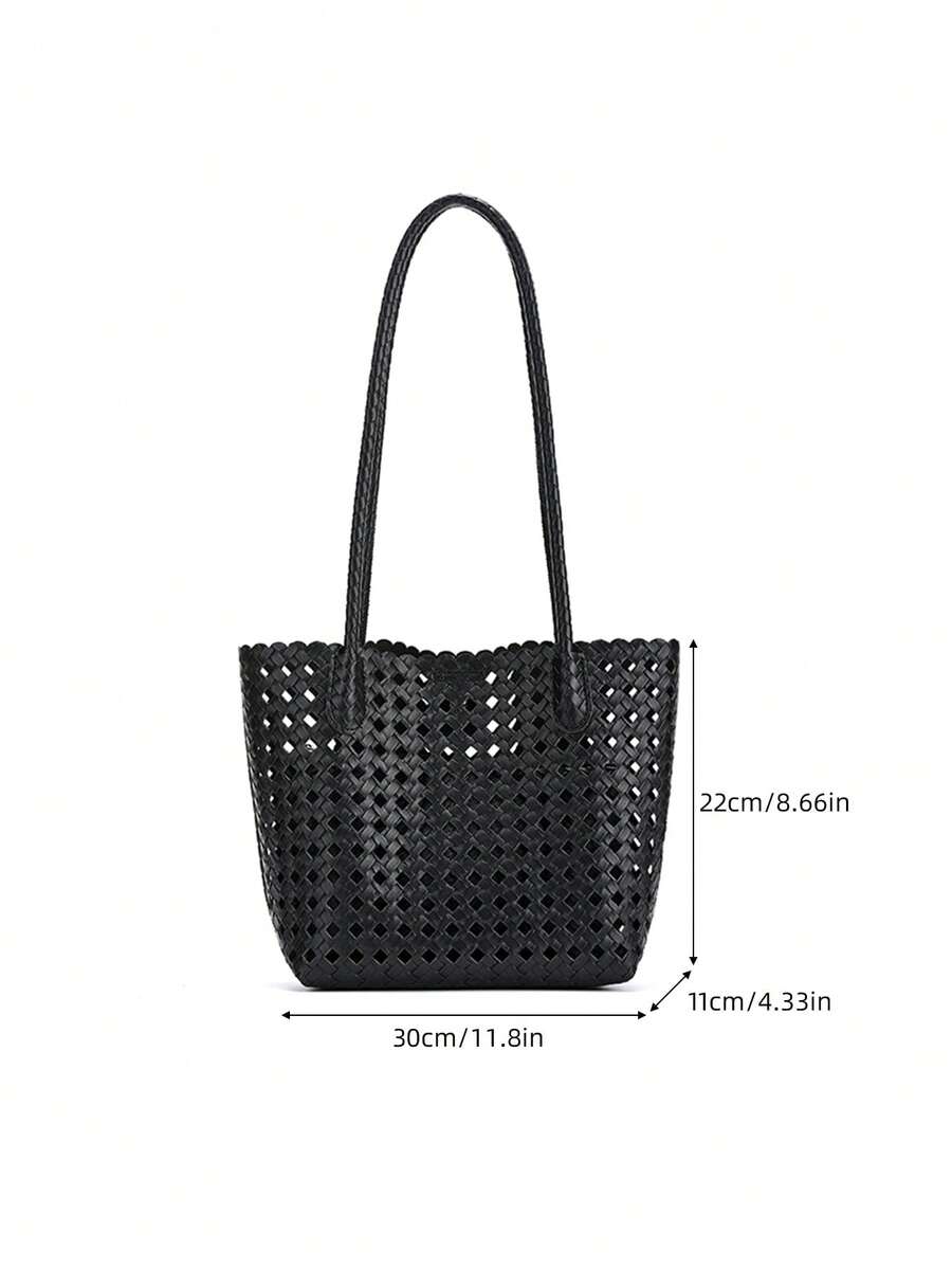 1pc Black & Gold Metal Buckle Scarf Tote Bag, Luxury High-End, Ins Hot Style, Commuter Elegant, Niche Design, Versatile & Chic, Exquisite Feeling, Suitable For Workplace Commute, Business Meeting, Sho