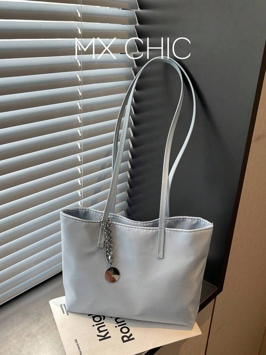 1pc Women's Colorblock Shoulder Crossbody Bag, Large Capacity Shiny Tote Bag, Suitable For Shopping, Commuting, Gift Giving