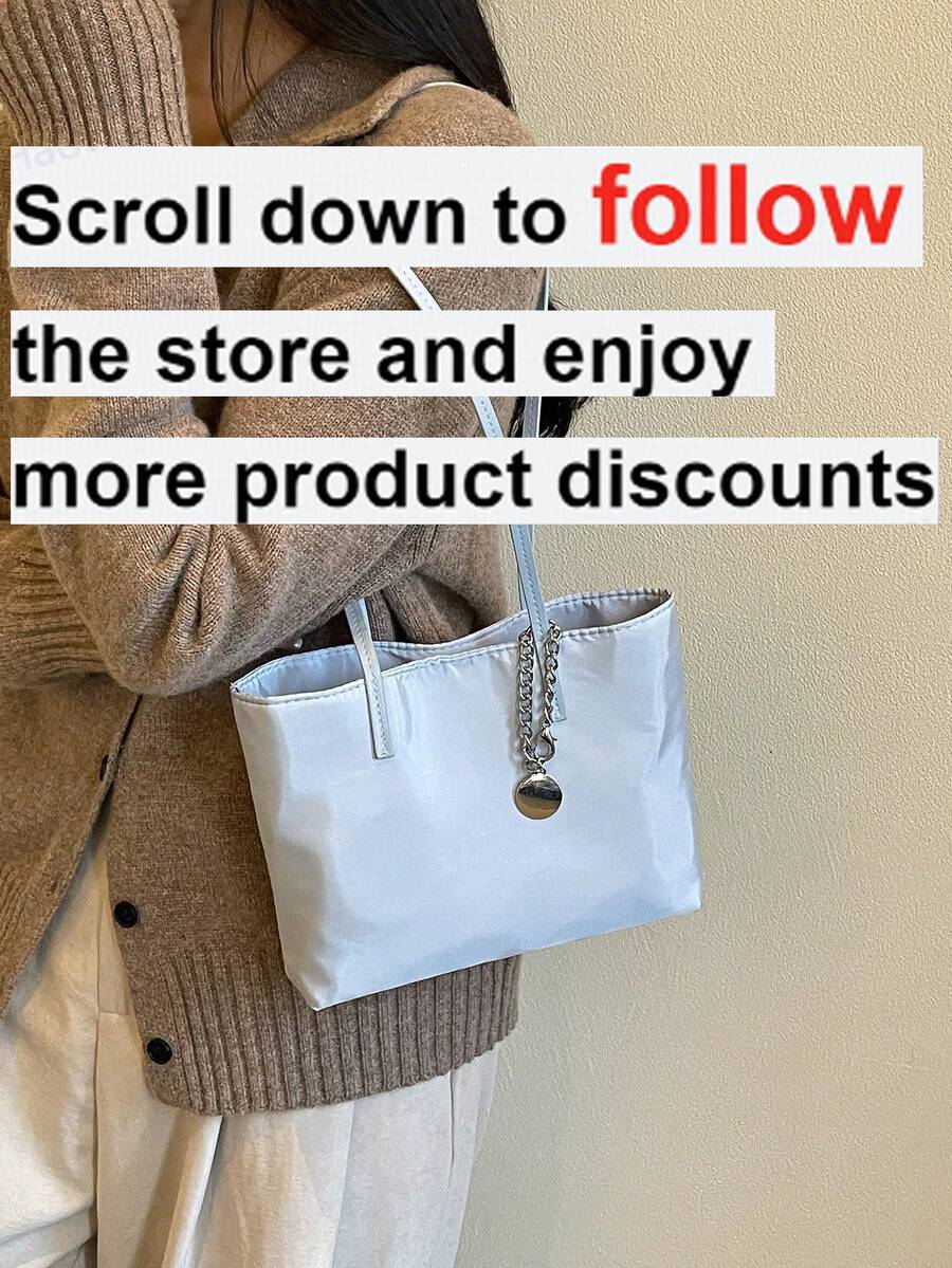 1pc Women's Colorblock Shoulder Crossbody Bag, Large Capacity Shiny Tote Bag, Suitable For Shopping, Commuting, Gift Giving