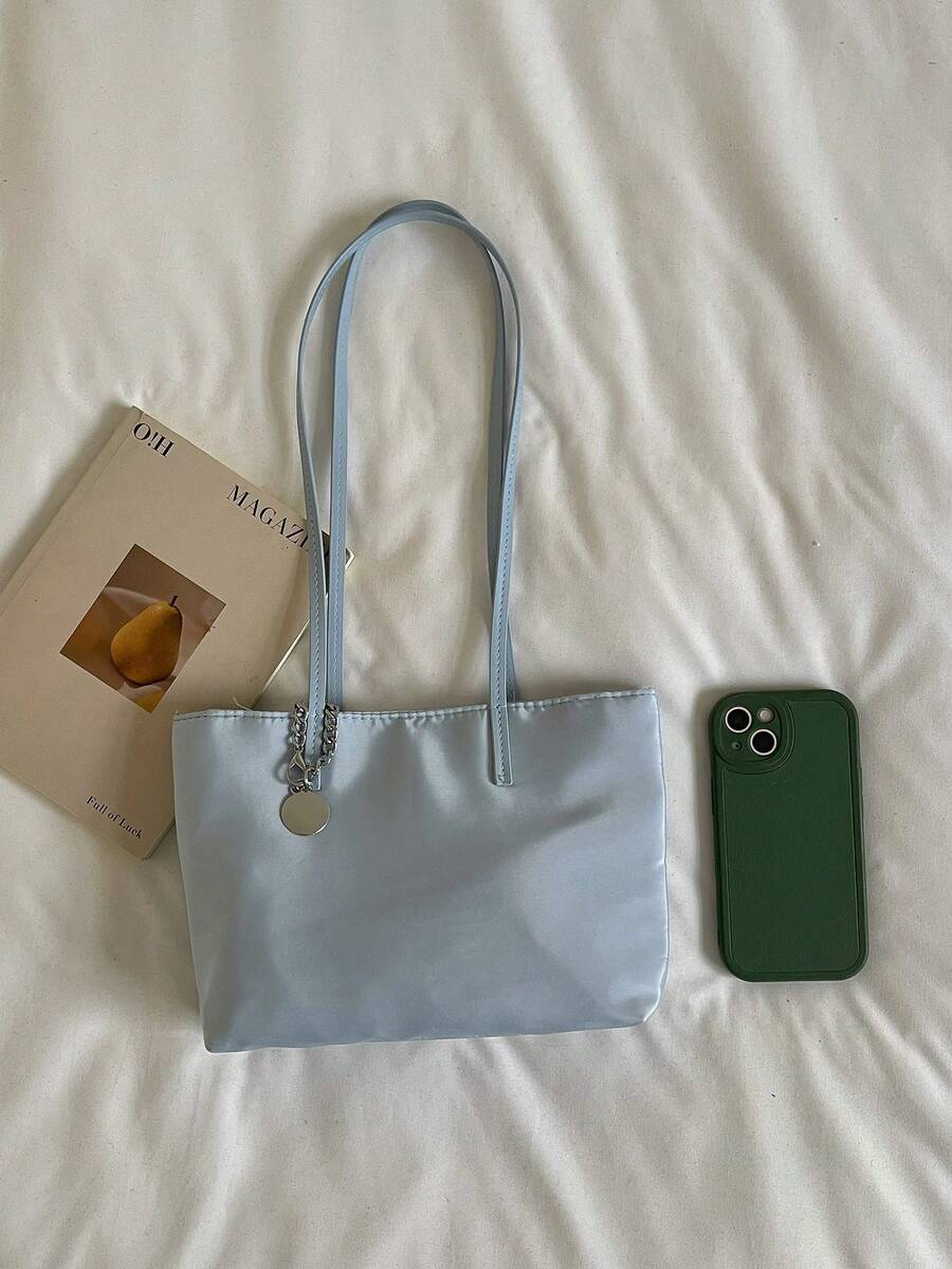 1pc Women's Colorblock Shoulder Crossbody Bag, Large Capacity Shiny Tote Bag, Suitable For Shopping, Commuting, Gift Giving
