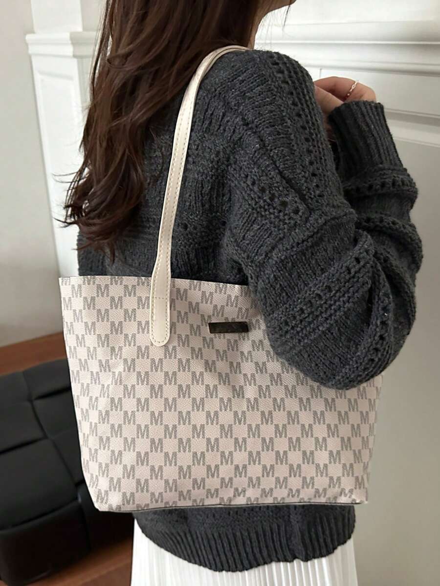 Printed Casual 2026 Minimalist New Style Large Capacity Fashion Letter Shoulder Hand-Carry Commuter Tote Bag For Women
