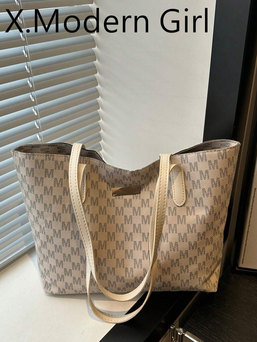 Printed Casual 2026 Minimalist New Style Large Capacity Fashion Letter Shoulder Hand-Carry Commuter Tote Bag For Women
