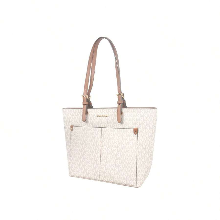 Michael Kors Jet Set Travel Women's Logo Print Shoulder Tote Bag 35F3GTVT3B VANILLA
