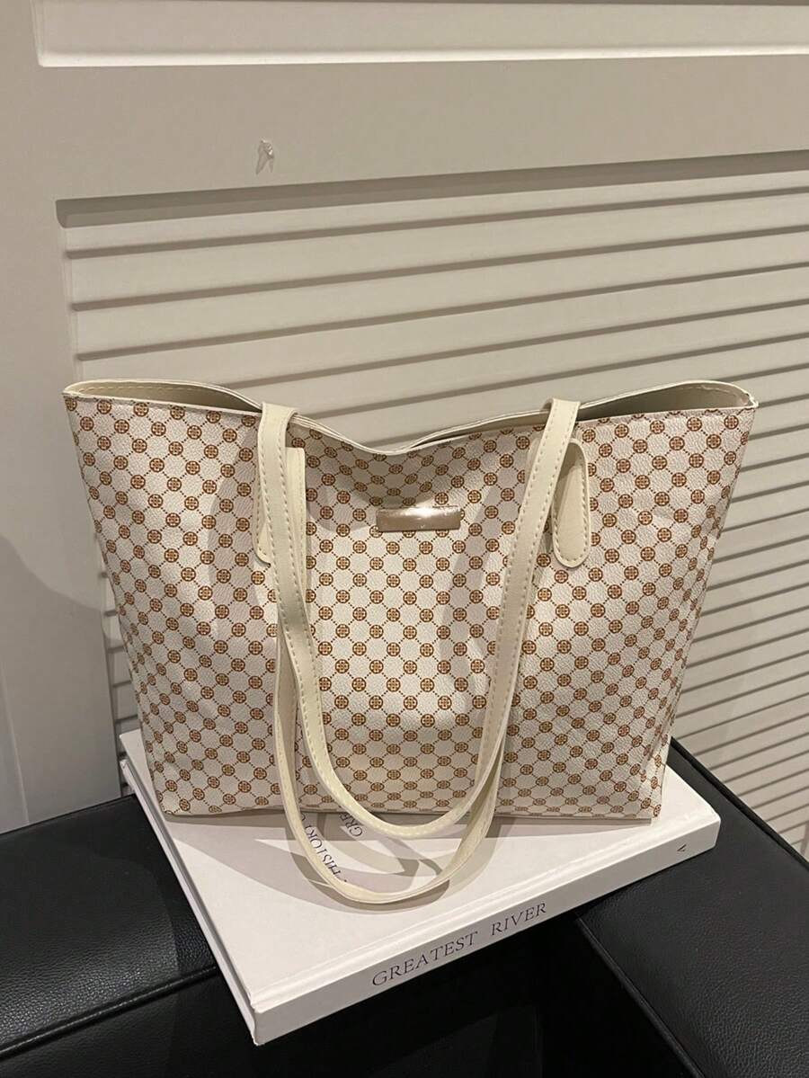 New 2026 Women's Bag, Minimalist Fashion Vintage Casual Printed Large Capacity Shoulder Tote Bag