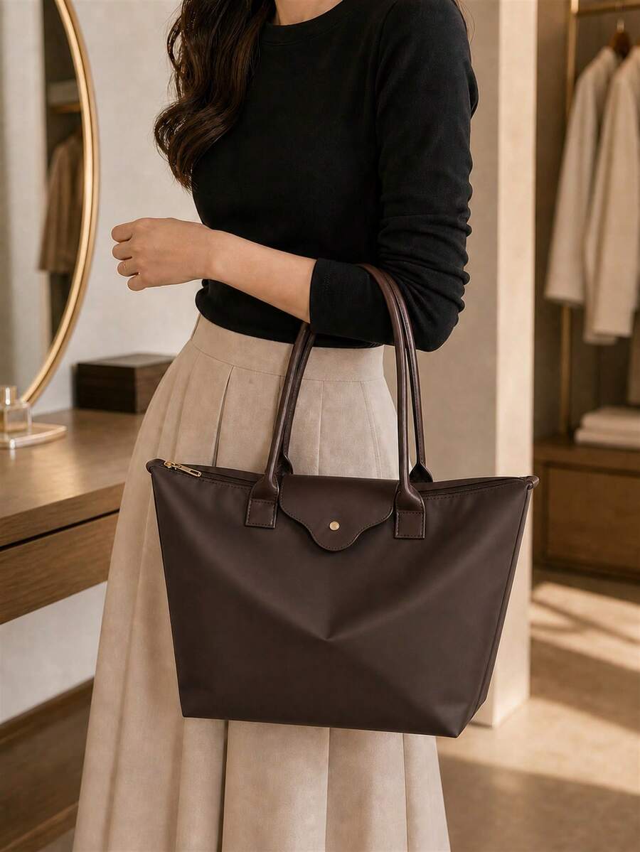 1pc Minimalist Versatile Casual Solid Color Large Capacity Shoulder Tote Bag Women's Crossbody Bag; 2026 Women's Bag; Dumpling Bag