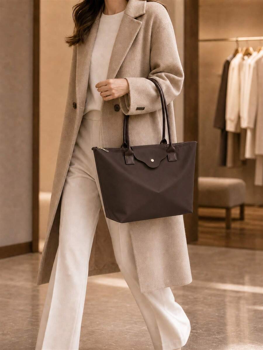 1pc Minimalist Versatile Casual Solid Color Large Capacity Shoulder Tote Bag Women's Crossbody Bag; 2026 Women's Bag; Dumpling Bag