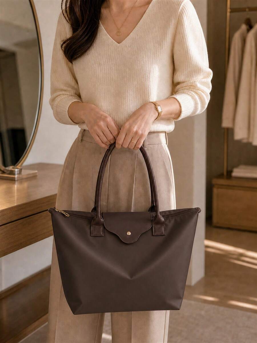 1pc Minimalist Versatile Casual Solid Color Large Capacity Shoulder Tote Bag Women's Crossbody Bag; 2026 Women's Bag; Dumpling Bag