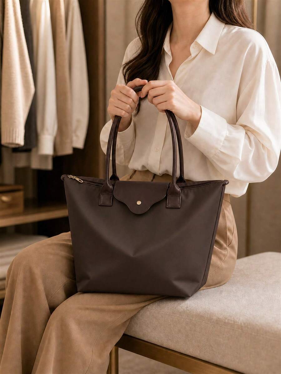 1pc Minimalist Versatile Casual Solid Color Large Capacity Shoulder Tote Bag Women's Crossbody Bag; 2026 Women's Bag; Dumpling Bag