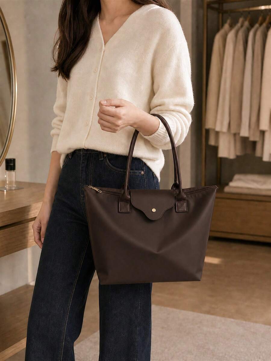 1pc Minimalist Versatile Casual Solid Color Large Capacity Shoulder Tote Bag Women's Crossbody Bag; 2026 Women's Bag; Dumpling Bag