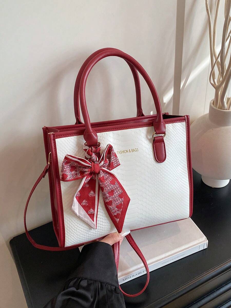 2026 New Silk Scarf Large Capacity High-End Fashion Commuter Canvas Tote Shoulder Bag