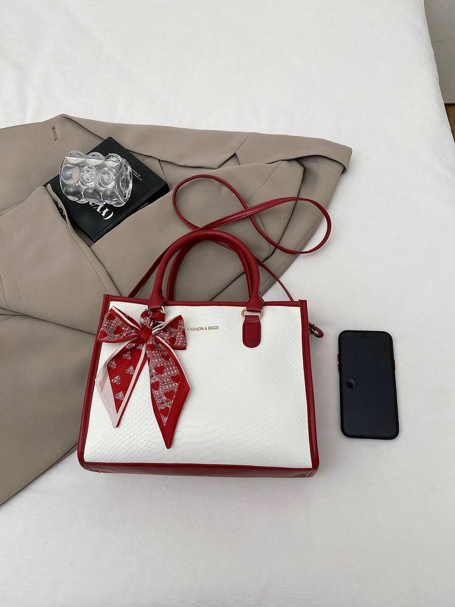 2026 New Silk Scarf Large Capacity High-End Fashion Commuter Canvas Tote Shoulder Bag
