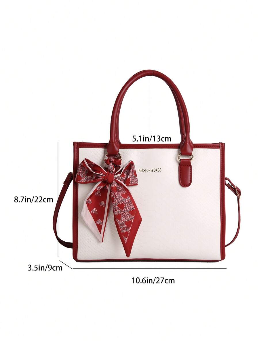 2026 New Silk Scarf Large Capacity High-End Fashion Commuter Canvas Tote Shoulder Bag