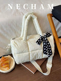 1pc Solid Color Minimalist Fashion Handbag Niche New Style Daily Versatile Shoulder Puff Bag