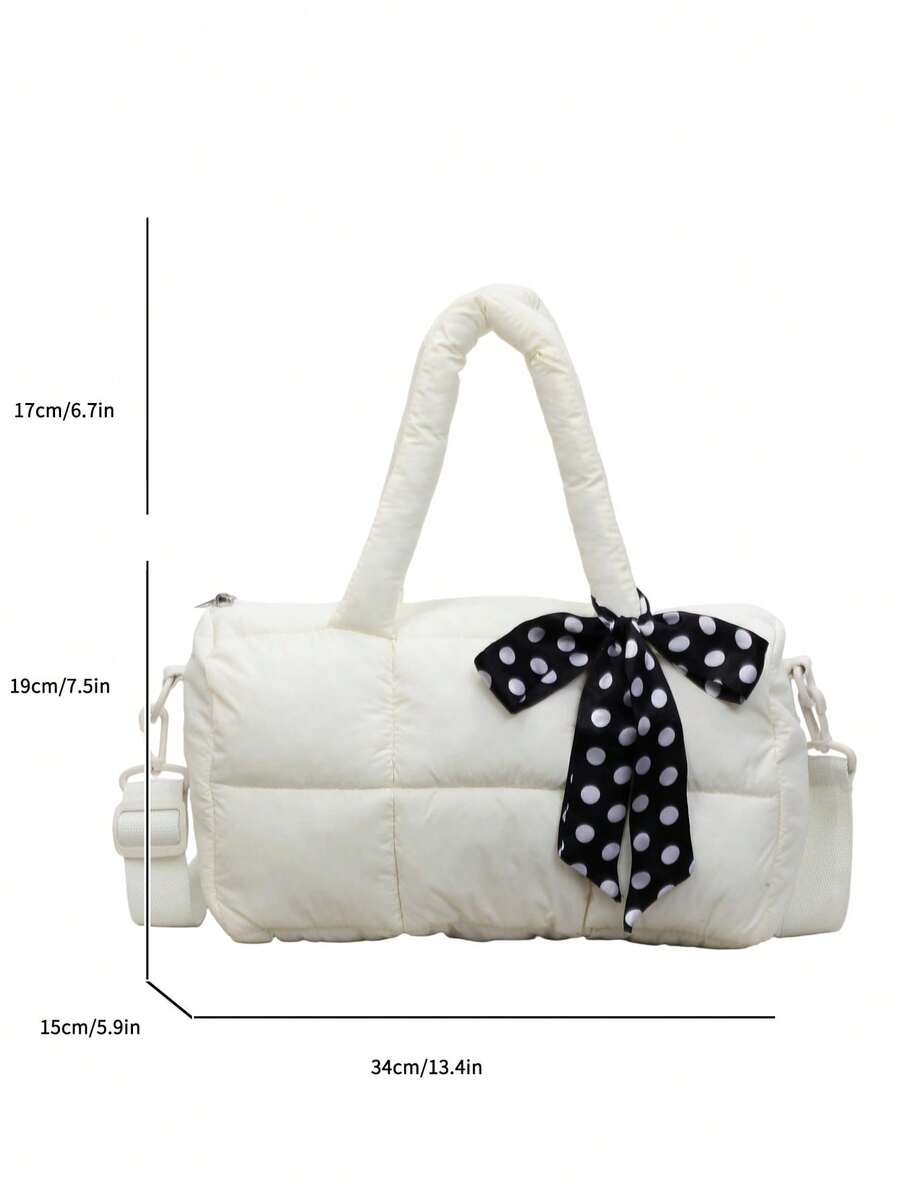 1pc Solid Color Minimalist Fashion Handbag Niche New Style Daily Versatile Shoulder Puff Bag