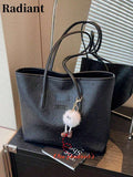 Large Capacity Women's Fashion Multifunctional Shoulder Bag, New Canvas Tote Bag, Suitable For School, Commuting And Shopping (No Pendant)