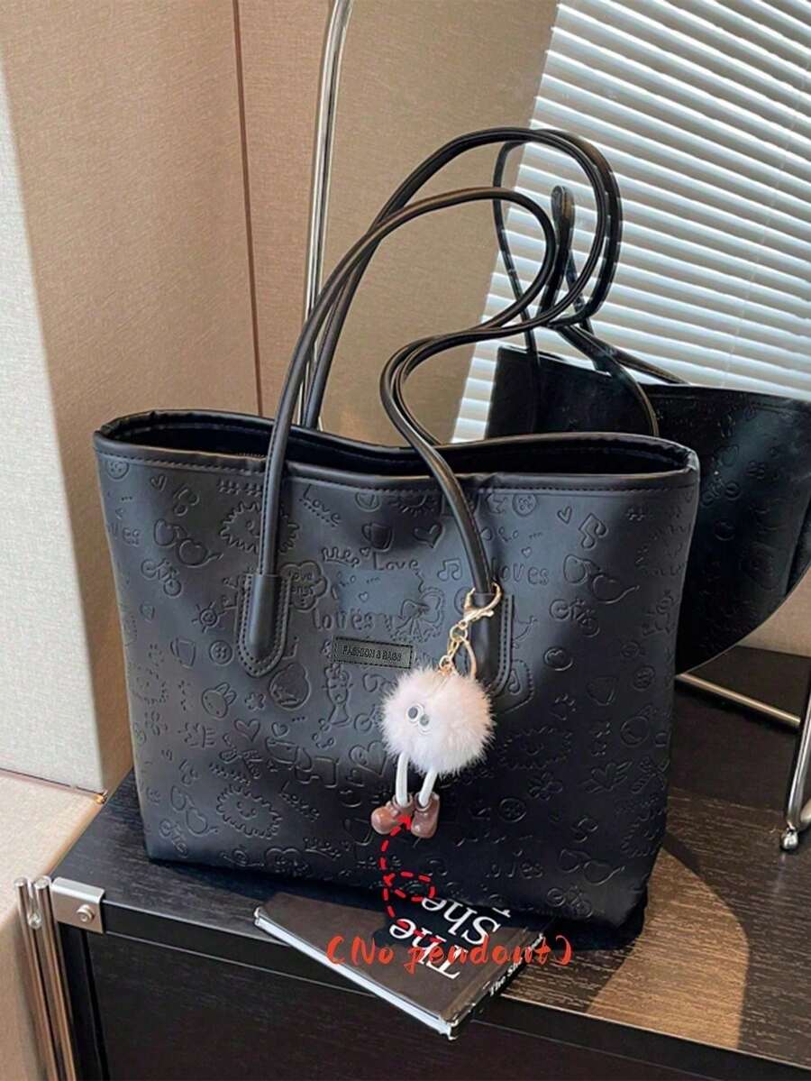 Large Capacity Women's Fashion Multifunctional Shoulder Bag, New Canvas Tote Bag, Suitable For School, Commuting And Shopping (No Pendant)