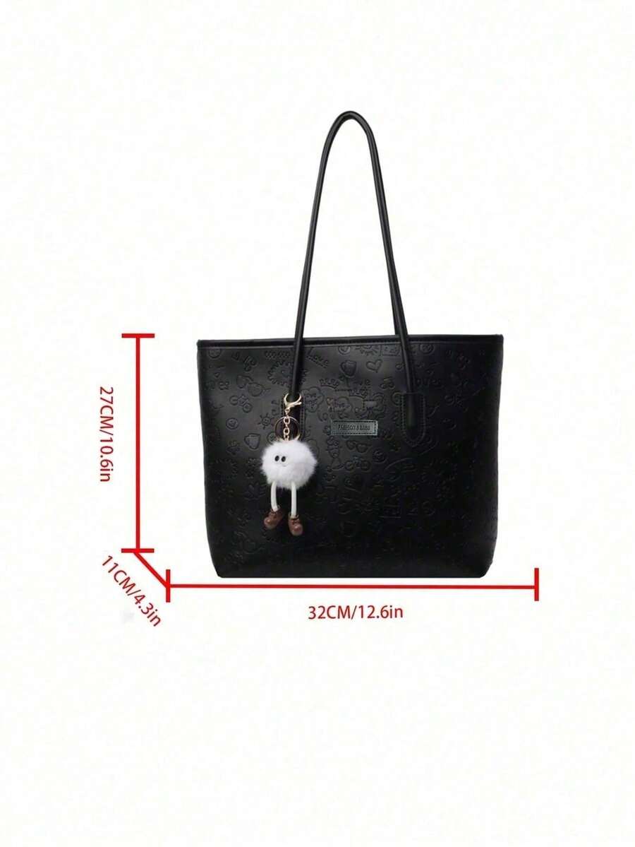 Large Capacity Women's Fashion Multifunctional Shoulder Bag, New Canvas Tote Bag, Suitable For School, Commuting And Shopping (No Pendant)