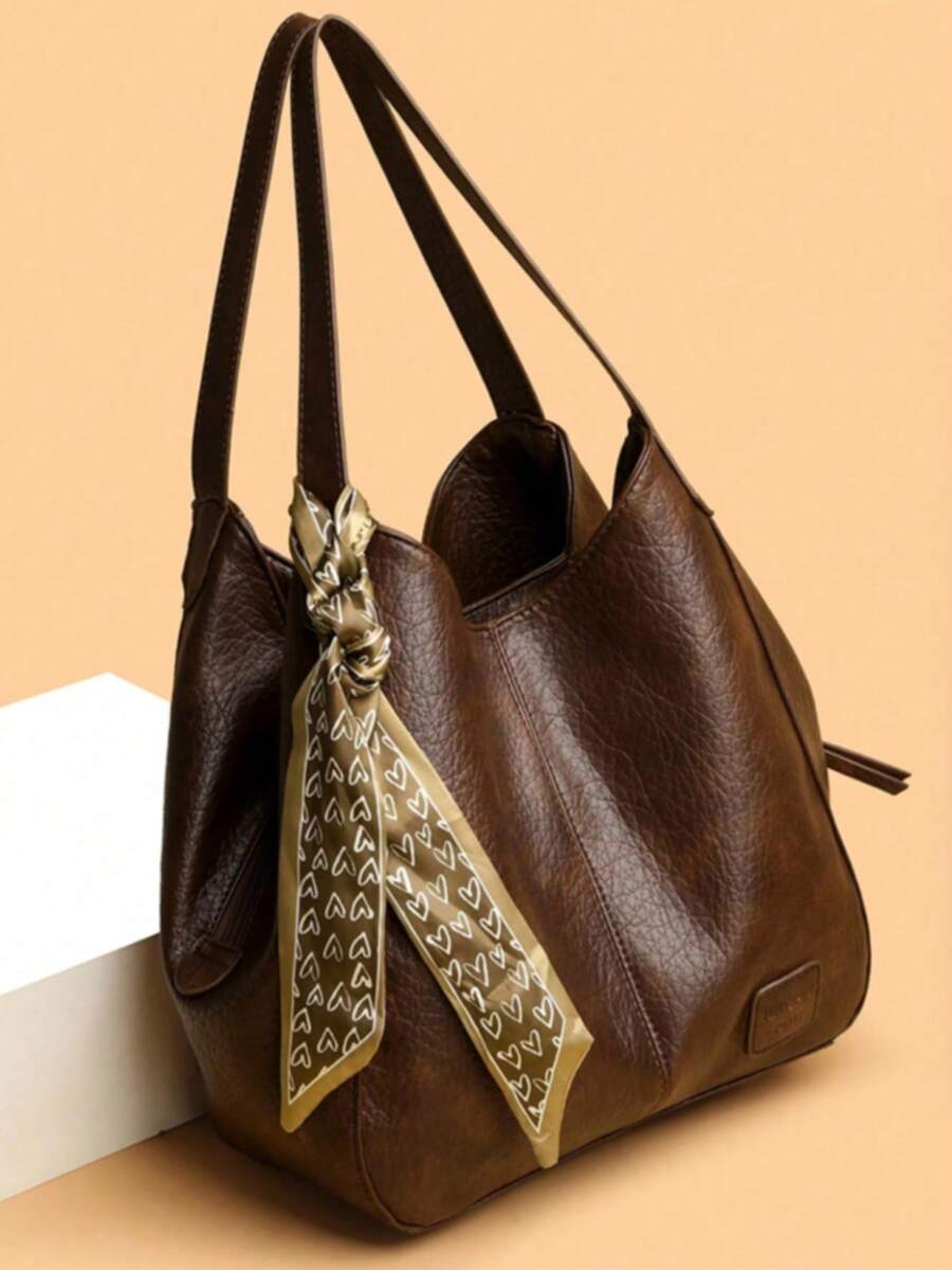 2026 Vintage Large Capacity Tote Bag Women's Handbag Commuter Shoulder Crossbody Bag Fashion PU Leather Large Capacity Messenger Crossbody Bag