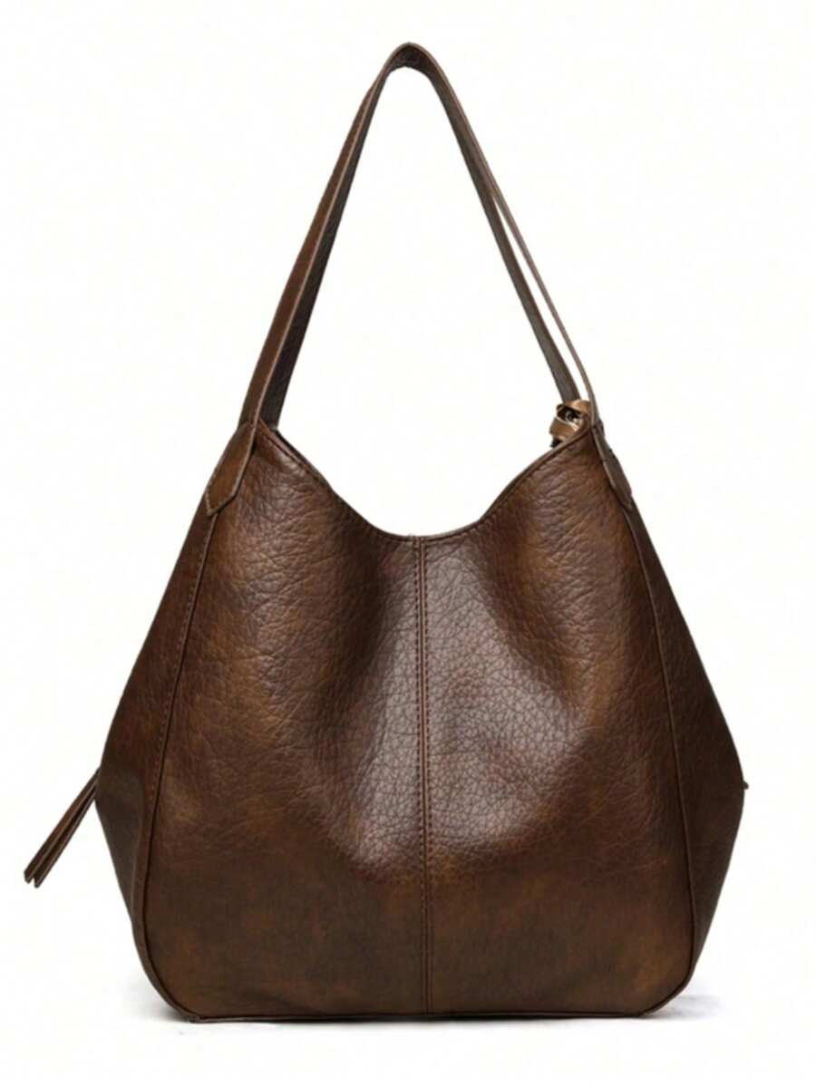 2026 Vintage Large Capacity Tote Bag Women's Handbag Commuter Shoulder Crossbody Bag Fashion PU Leather Large Capacity Messenger Crossbody Bag
