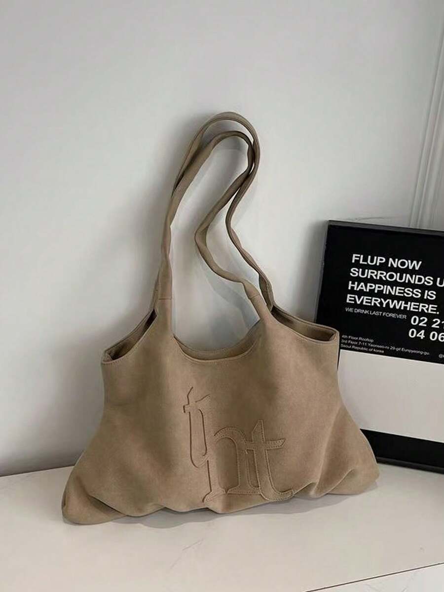 Slouchy Large Capacity Lightweight Tote Bag, Fashionable Outing Shopping Bag, Casual Versatile Commuter Shoulder Underarm Bag