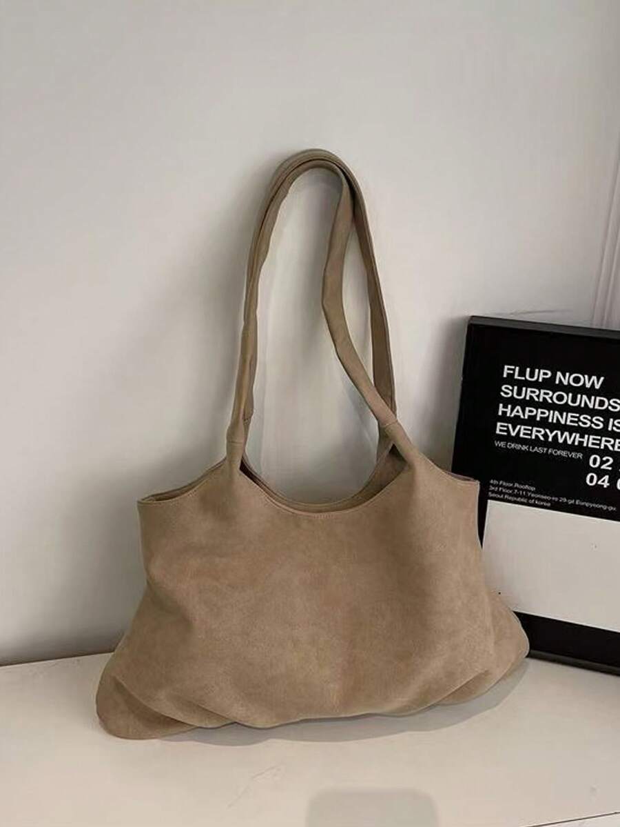 Slouchy Large Capacity Lightweight Tote Bag, Fashionable Outing Shopping Bag, Casual Versatile Commuter Shoulder Underarm Bag