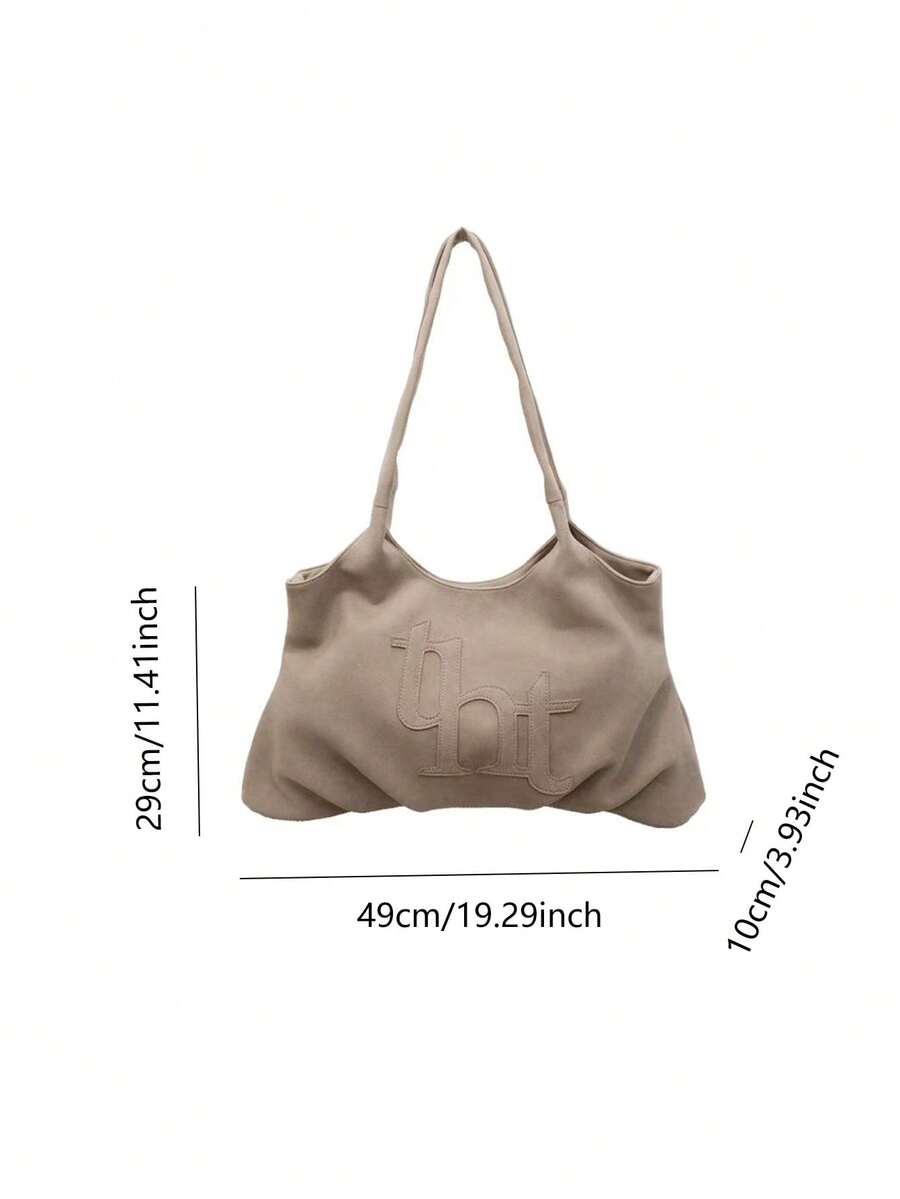 Slouchy Large Capacity Lightweight Tote Bag, Fashionable Outing Shopping Bag, Casual Versatile Commuter Shoulder Underarm Bag