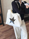 Large Capacity Women's Shoulder Bag Handbag Black And White Contrast Star Printe