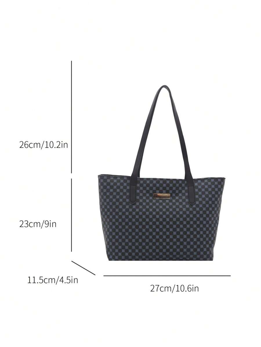 All-Over Print Shoulder Tote Bag, Vintage Letter Print Handbag, Small Tote Bag, Perfect Underarm Bag For Women's Shopping, Commuting, Daily Use And Students Back To School