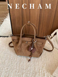 1pc Large Capacity Solid Color Premium Fashion Shoulder Bag Casual Daily Tote Bag (Without Pendant)