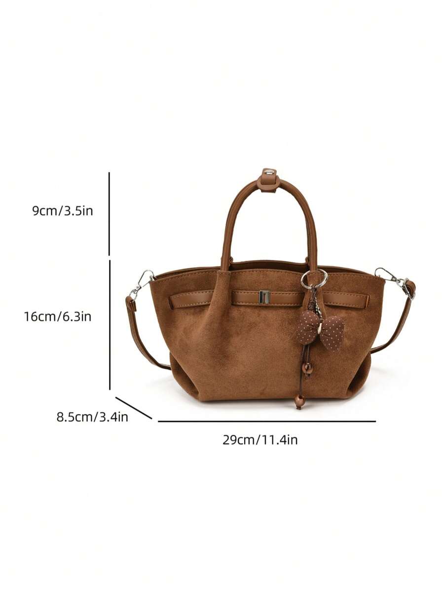 1pc Large Capacity Solid Color Premium Fashion Shoulder Bag Casual Daily Tote Bag (Without Pendant)
