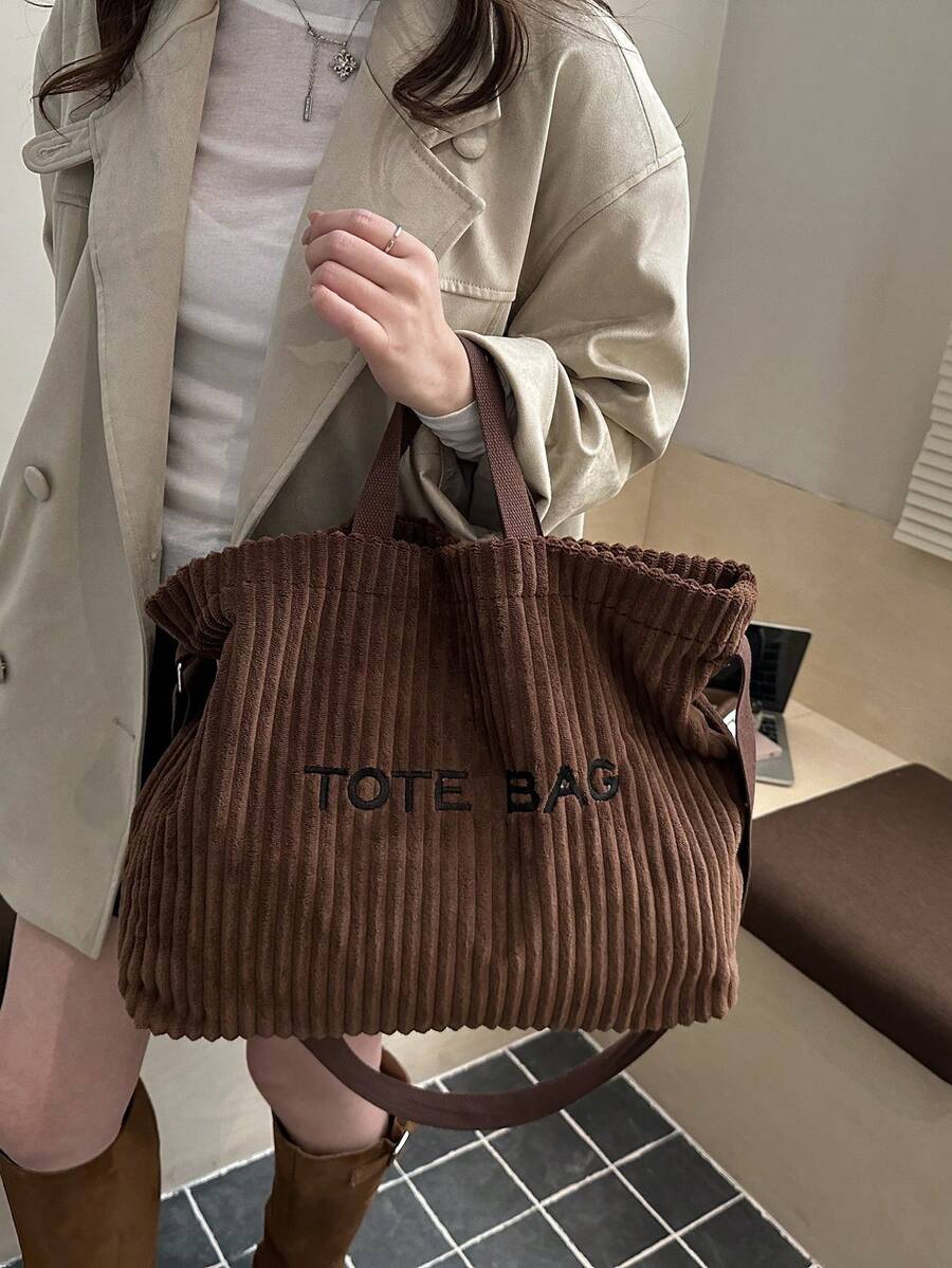 Autumn/Winter Versatile Niche New Large Capacity Shoulder Tote Bag Korean Style Corduroy 2026 Slouchy Handbag