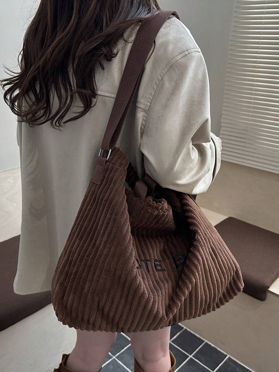 Autumn/Winter Versatile Niche New Large Capacity Shoulder Tote Bag Korean Style Corduroy 2026 Slouchy Handbag