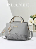 Elegant Quilted Detail Handbag, Fashionable Double Handle Work Tote Bag