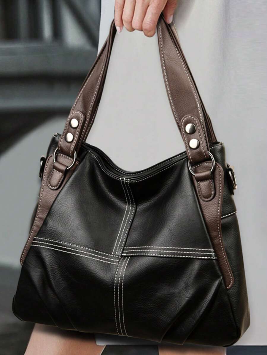 2026 New Authentic Soft PU Leather Women's Handbag, Vintage Shoulder Tote Bag, Luxury Designer Large Capacity Women's Handbag