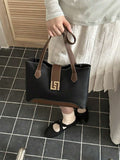 Fashionable Colorblock PU Fabric Minimalist Versatile Women's Tote Bag Large Capacity Exquisite Hardware Accessories For Party, Banquet And Commute