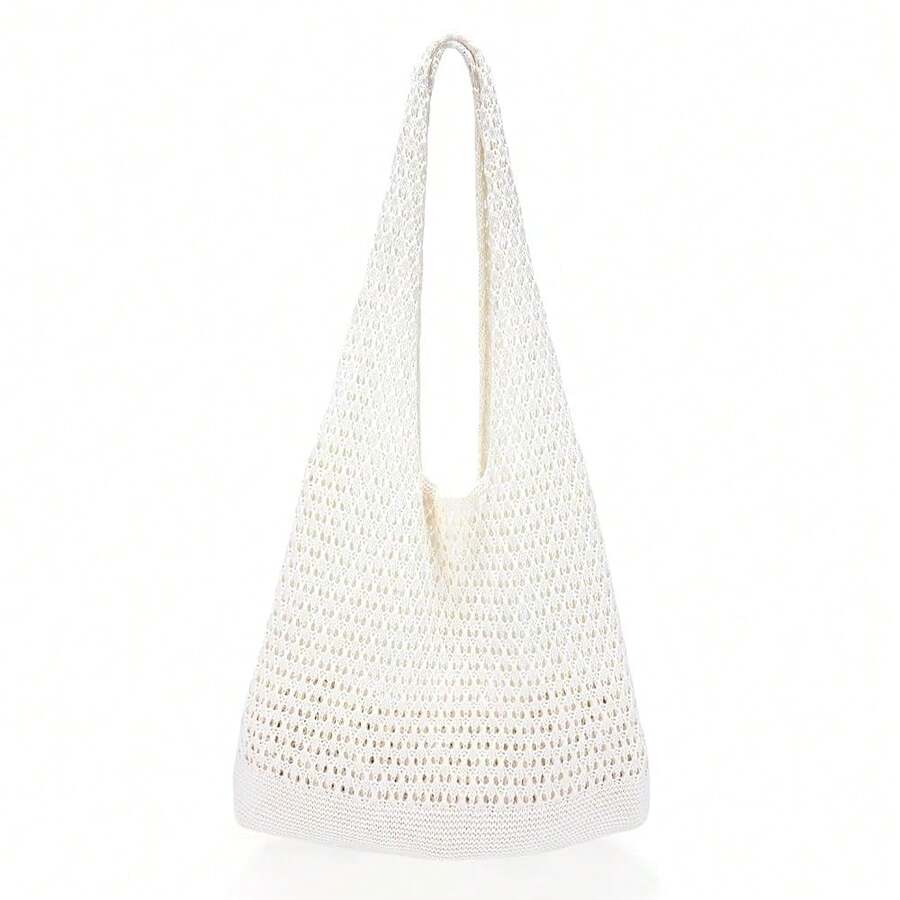 Knitted Shoulder Tote Bag Large Crochet Beach Bag Hobo Bag Aesthetic Tote Handbags For Women