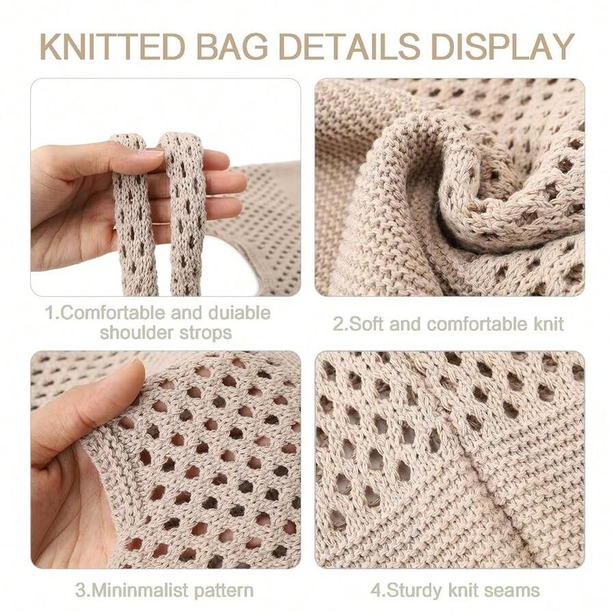 Knitted Shoulder Tote Bag Large Crochet Beach Bag Hobo Bag Aesthetic Tote Handbags For Women