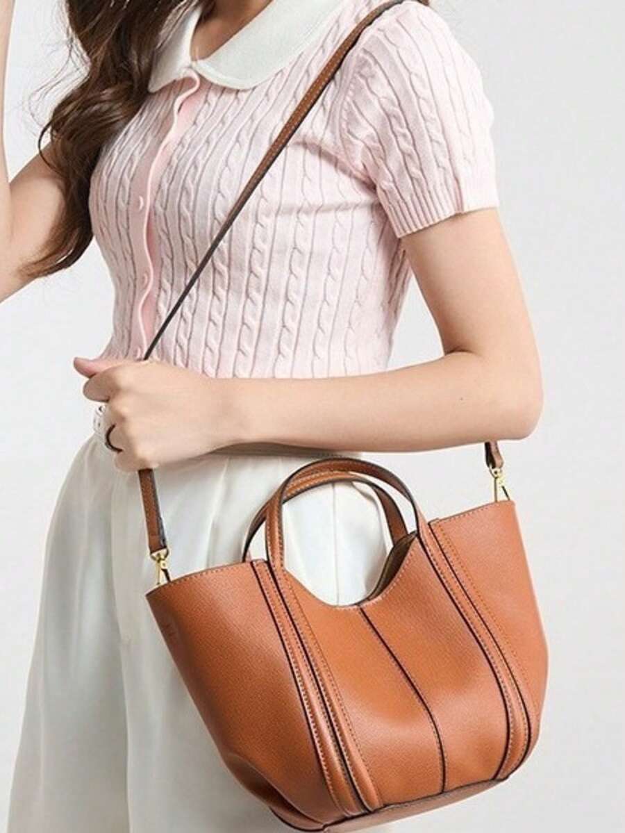 Women's New Bucket Bag High-Quality Texture Shopping Basket Handbag Multifunctional Minimalist Shoulder Crossbody Bag