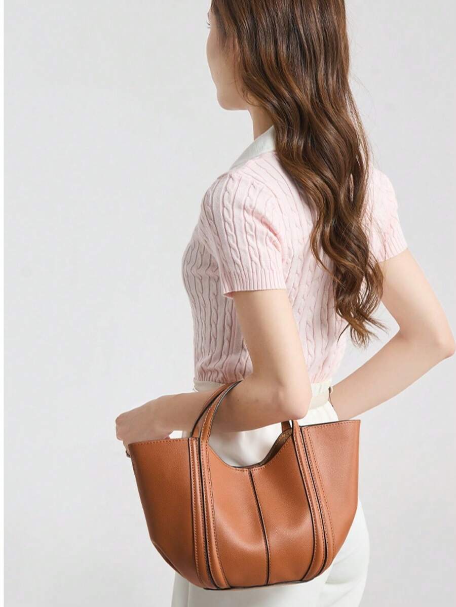 Women's New Bucket Bag High-Quality Texture Shopping Basket Handbag Multifunctional Minimalist Shoulder Crossbody Bag