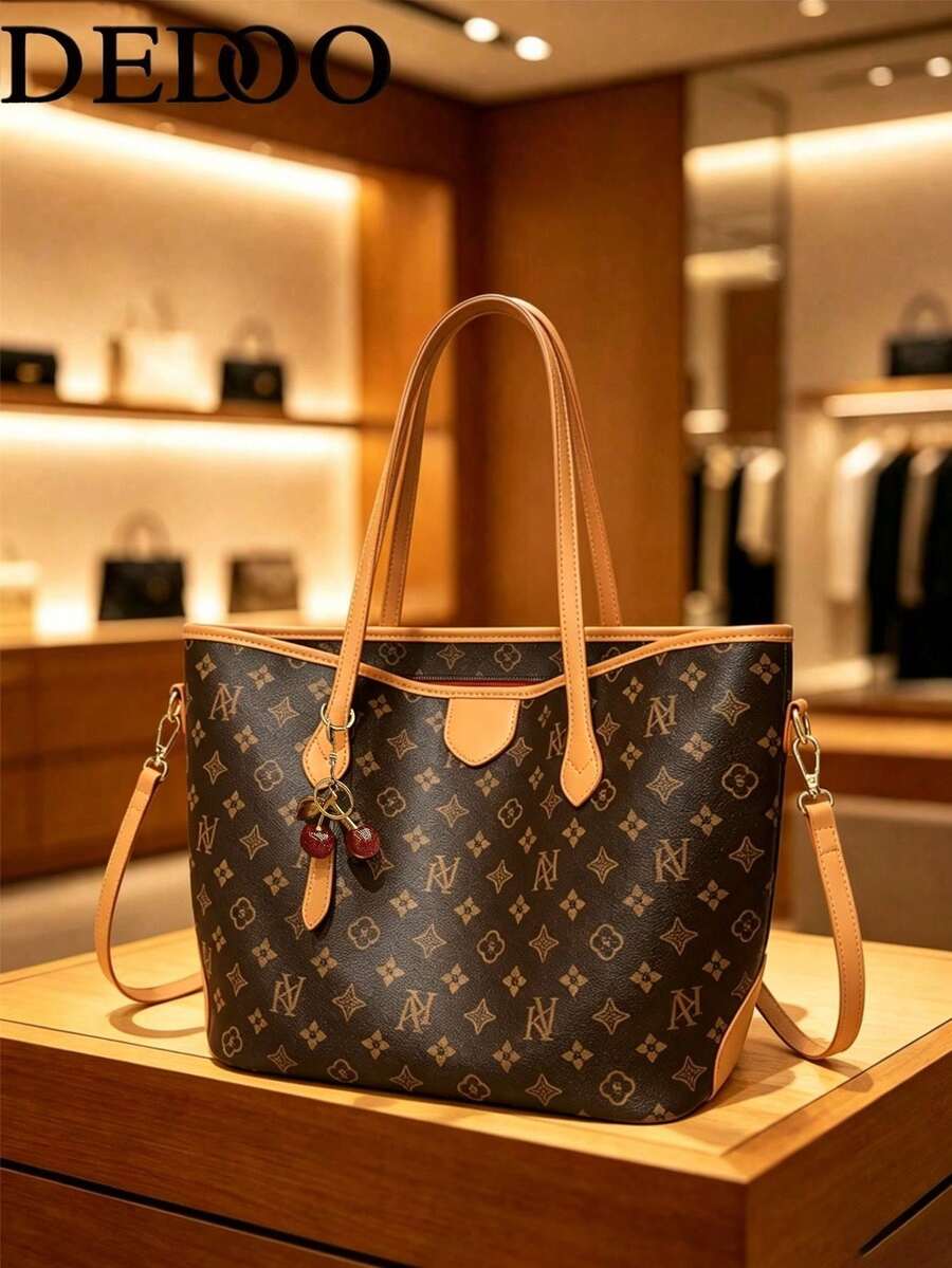 Dedoo 2026 New Fashion Clown Style Luxury Handbag, Shoulder Bag, Large Capacity Office Bag, Suitable For Girlfriend Gift, Shopping And Dating, School Bookbag, College Campus Bag, With Cherry Pendant