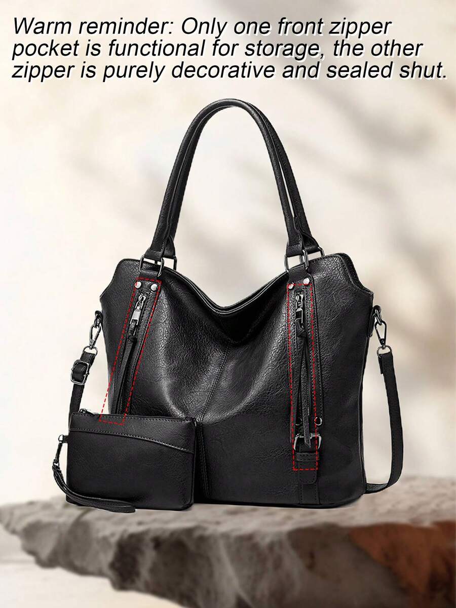 Women's Elegant Tote Bag Pu Leather Shoulder Bag Messenger Bag Office Commuter Bag Suitable For Shopping
