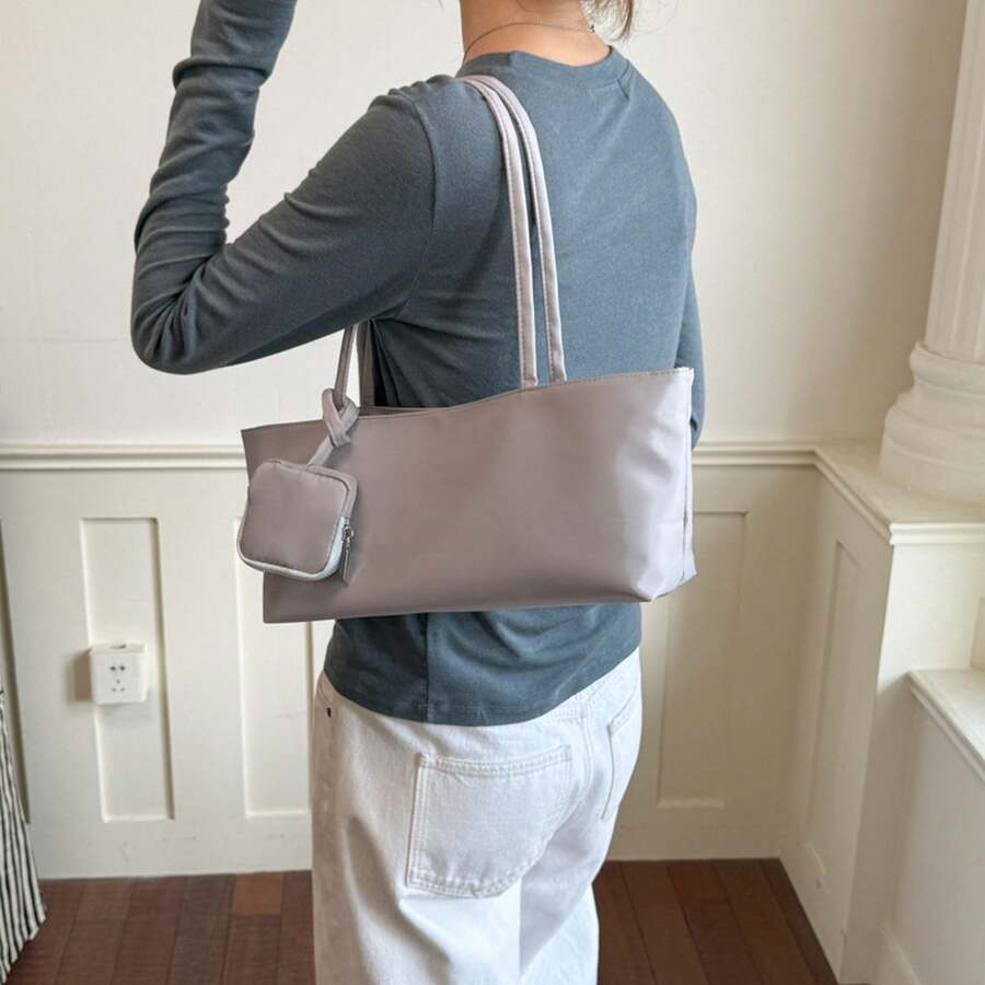 Back To School Tote Bag Women'S Niche Nylon Fabric Simple Tote Bag, Large Capacity, Lightweight, Fashionable, Versatile Shoulder Bag