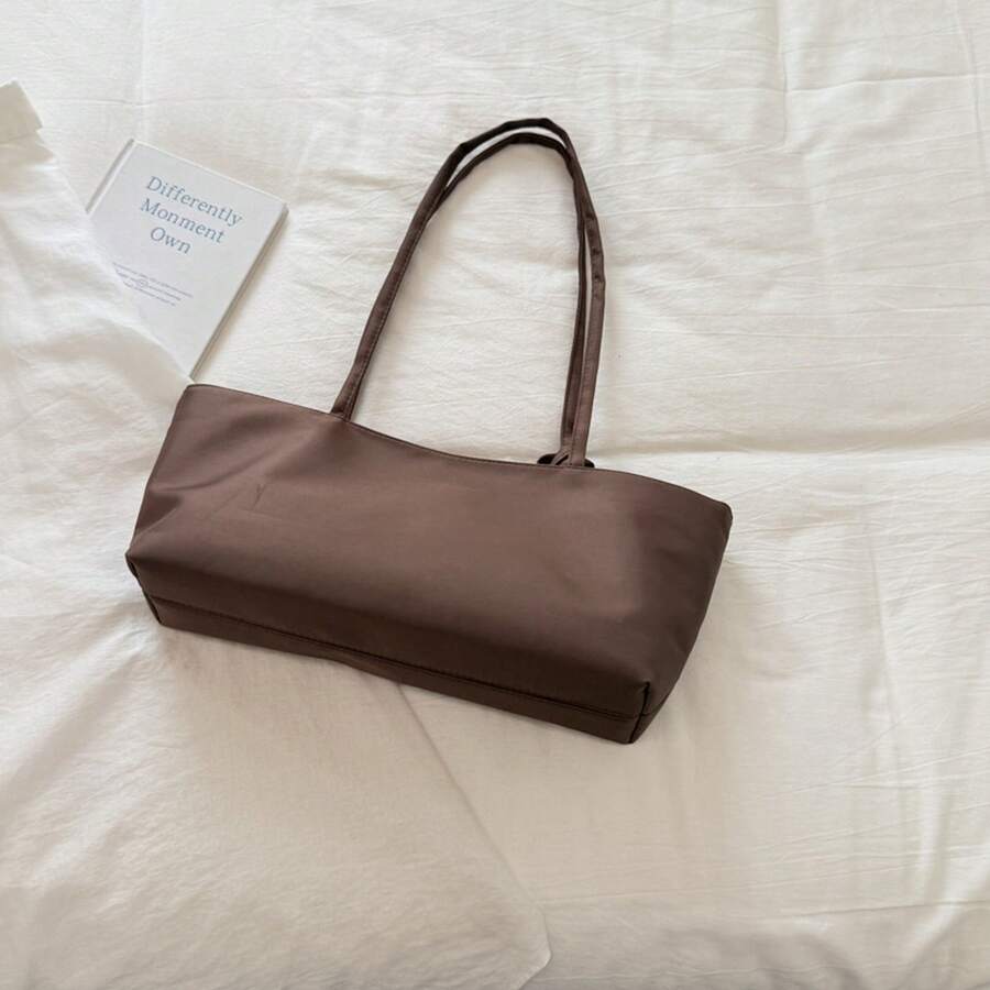 Back To School Tote Bag Women'S Niche Nylon Fabric Simple Tote Bag, Large Capacity, Lightweight, Fashionable, Versatile Shoulder Bag