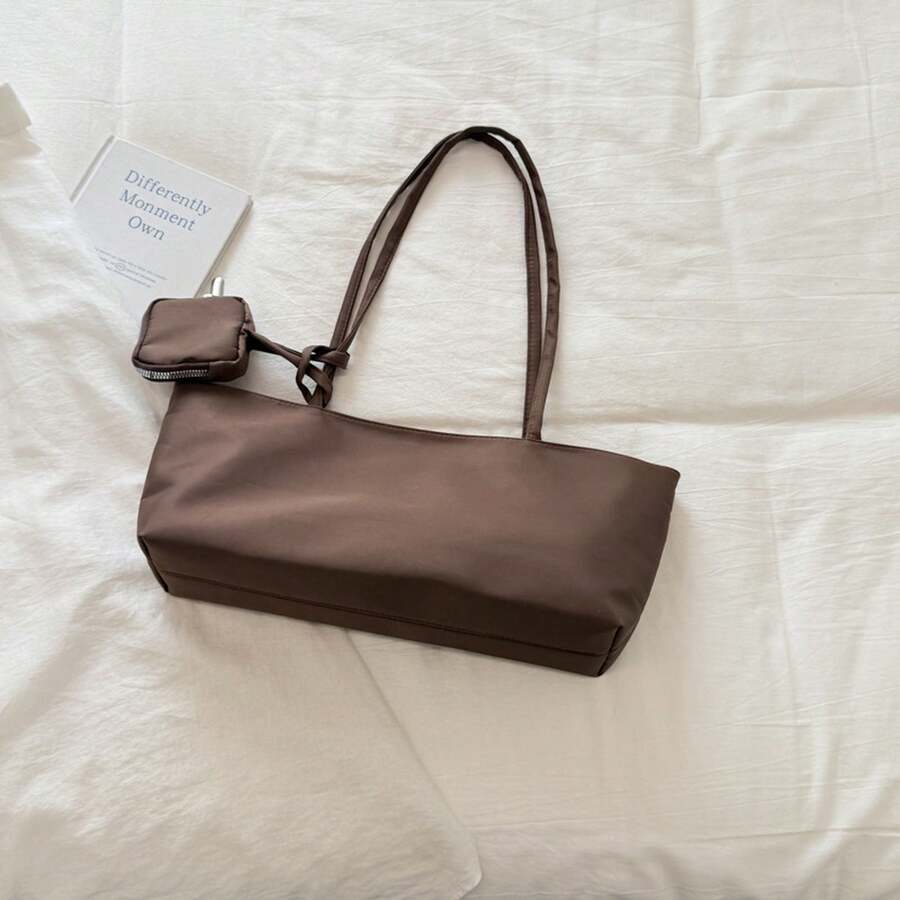 Back To School Tote Bag Women'S Niche Nylon Fabric Simple Tote Bag, Large Capacity, Lightweight, Fashionable, Versatile Shoulder Bag
