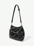 Viva Strut Ladies Bag, Black Quilted Bucket Bag, Tote Bag